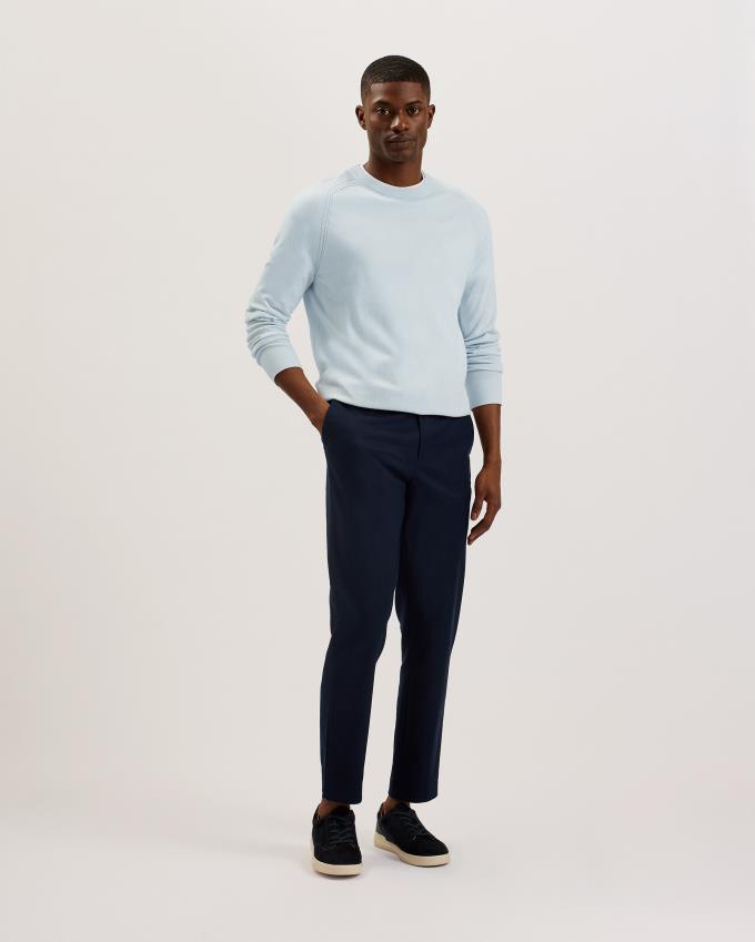 Pull Ted Baker Silk Blend Crew Neck Bleu Homme | FHN-38119407